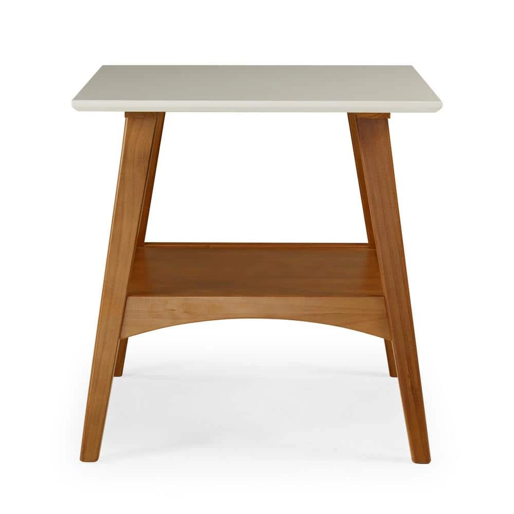 Mid Century Modern 22 in. Castanho / White Square Engineered Wood Top End Table with Solid Base by Camaflexi 8 Mid Century Modern 22 in. Castanho / White Square Engineered Wood Top End Table with Solid Base by Camaflexi - Image 6