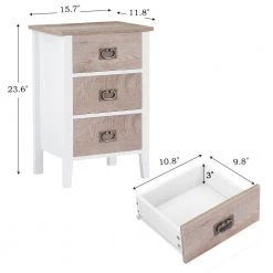 Nightstands End/Side Tables for Living Room Bedside with Three Storage Drawer, Vintage Accent Furniture,White & Oak by VECELO 15 Nightstands End/Side Tables for Living Room Bedside with Three Storage Drawer, Vintage Accent Furniture,White & Oak by VECELO -Camaflexi Shop white oak vecelo nightstands khd hd ns15 mcol 4f 1000