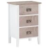Nightstands End/Side Tables for Living Room Bedside with Three Storage Drawer, Vintage Accent Furniture，White & Oak by VECELO