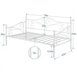 Metal Daybed Frame，White Modern Twin Daybed Frame ，Child Bed Sofa Multifunctional Mattress Foundation，Steel Slats by VECELO -Camaflexi Shop white vecelo daybeds khd yt t24 white 1f 1000