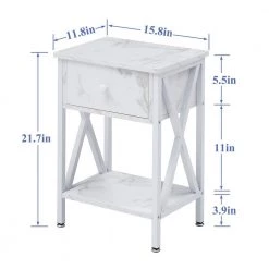 Versatile Nightstands X-Design Side End Table Night Stand Storage Shelf with 1 Bin Drawer 11.8" Wx15.8" Lx21.7" H，White by VECELO -Camaflexi Shop white vecelo nightstands khd dc ns01 wht 4f 1000