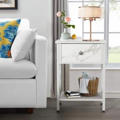 Versatile Nightstands X-Design Side End Table Night Stand Storage Shelf with 1 Bin Drawer 11.8" Wx15.8" Lx21.7" H，White by VECELO -Camaflexi Shop white vecelo nightstands khd dc ns01 wht c3 1000