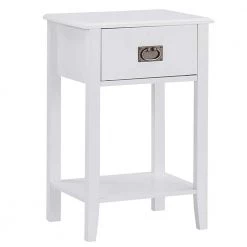 Tall Nightstand, Bedside Table with 1 Drawers and Storage Shelf, Industrial End Table, 23.6"H X 11.8"W X 15.7"L, White by VECELO
