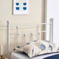 39 in. W White Twin size Classic Metal Platform Bed Frame with Victorian Style Iron-Art Headboard/Footboard Storage by VECELO -Camaflexi Shop white vecelo platform beds white 001 76 1000